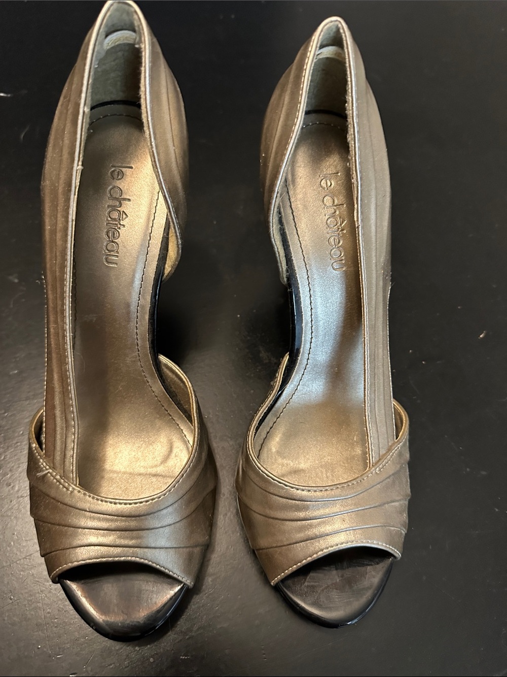 le chateau Bronze Metallic Peep-Toe Heels
